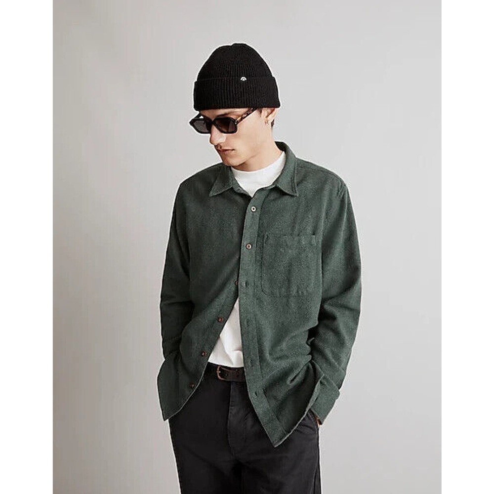 Madwell Shirt Mens S Green Sunday Flannel Perfect Long Sleeve Button Chore NB428